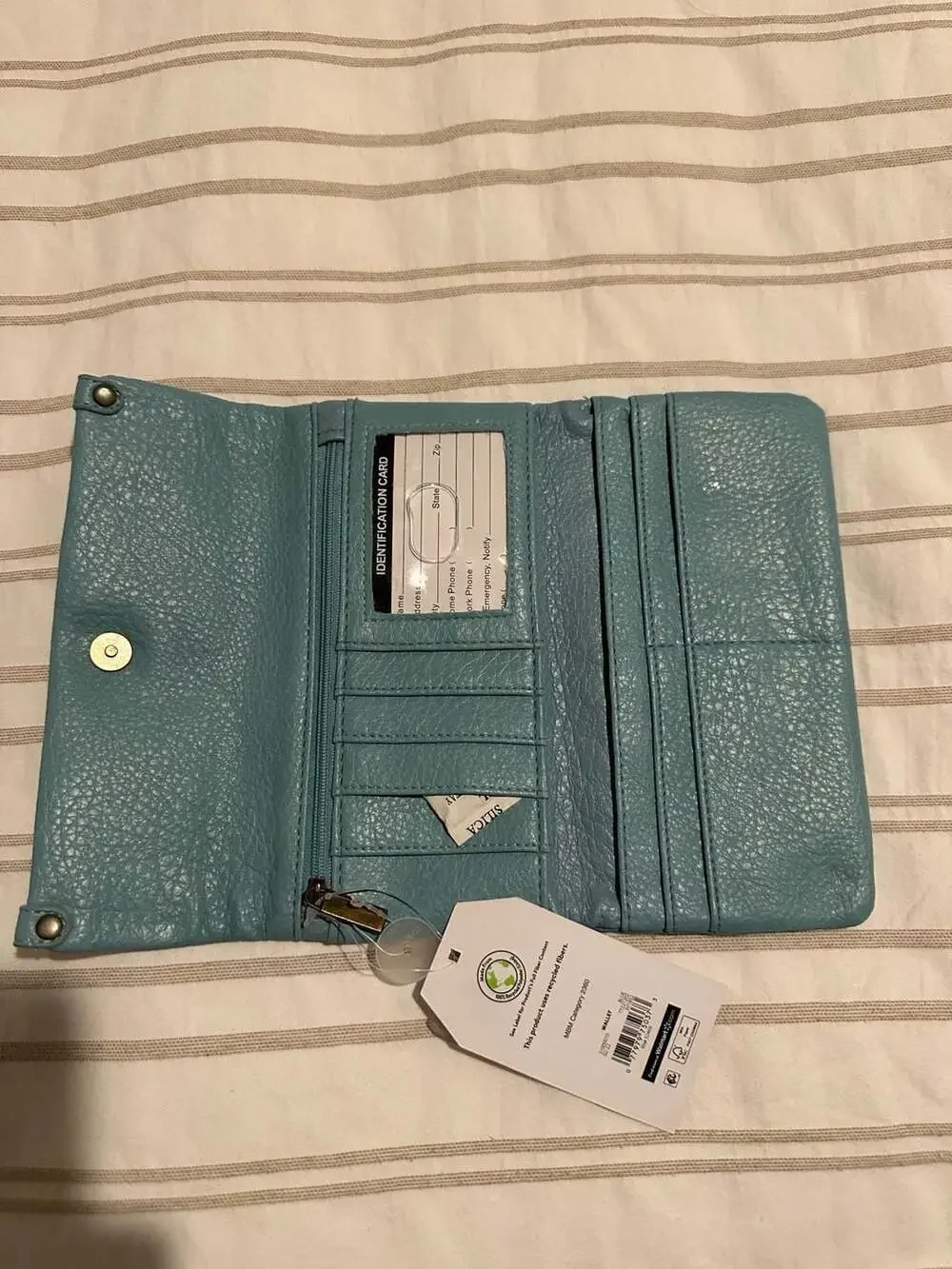 Time and Tru Blue Flap Front Soft Wallet